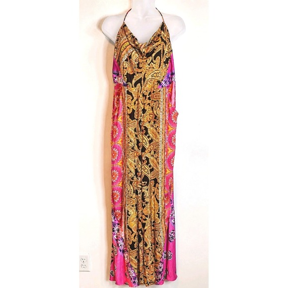 Free People Pants - Free People Miranda Satin Patchwork Jumpsuit Wide Leg Smocked Back L
